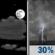 Tonight: A chance of showers and thunderstorms after 4am. Partly cloudy, with a low around 75. Northwest wind 0 to 5 mph. Chance of precipitation is 30%. New rainfall amounts less than a tenth of an inch possible. Tonight: Partly Cloudy then Chance Showers And Thunderstorms