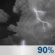 Tonight: A chance of showers and thunderstorms before 7pm, then showers and thunderstorms between 7pm and 4am. Mostly cloudy, with a low around 71. Southwest wind 0 to 10 mph. Chance of precipitation is 90%. New rainfall amounts between three quarters and one inch possible. Tonight: Chance Showers And Thunderstorms then Showers And Thunderstorms